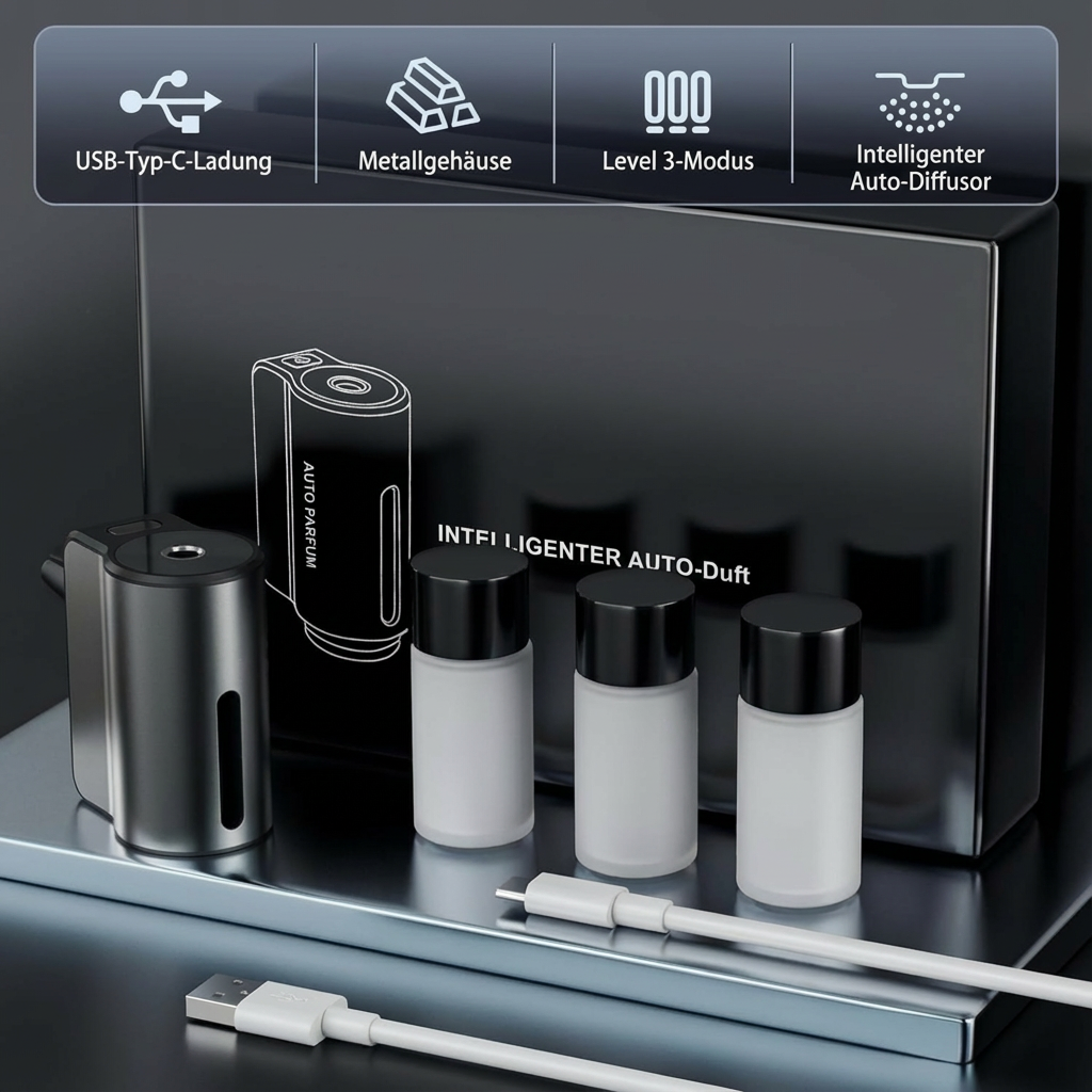 Intelligenter Auto-Duftdiffusor 3er Parfüm-Set - Regulierbare Intensität & Universal (3 x 10ml)